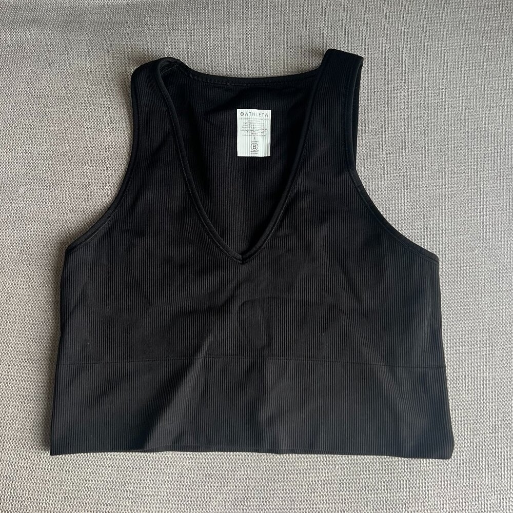 Athleta Ribbed Crop Tank - Black - Large